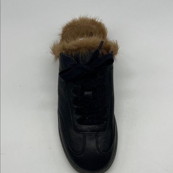 Steve Madden - NWOT Talon Black Leather Brown Faux Fur Trim Mule Sneaker SZ 6.5 - Picture 3 of 15
